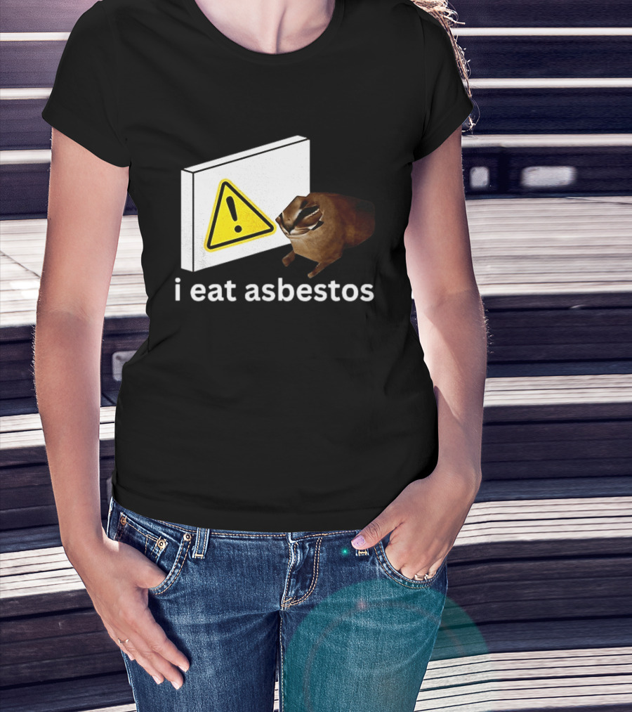 I Eat Asbestos Warning Sign Cat T-Shirt