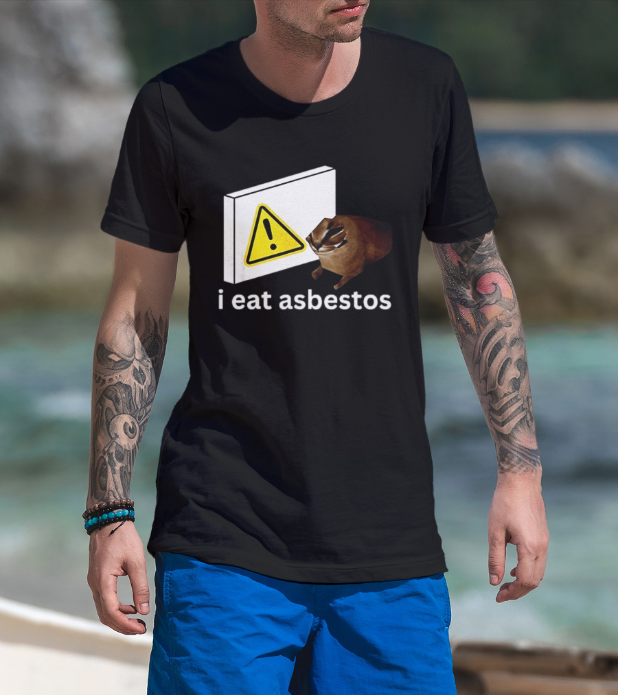I Eat Asbestos Warning Sign Cat T-Shirt