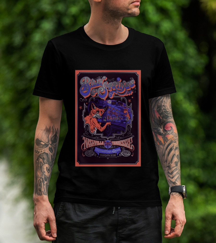 Billy Strings Nashville Tennessee Bridgestone Arena February 2026 Fox T-Shirt
