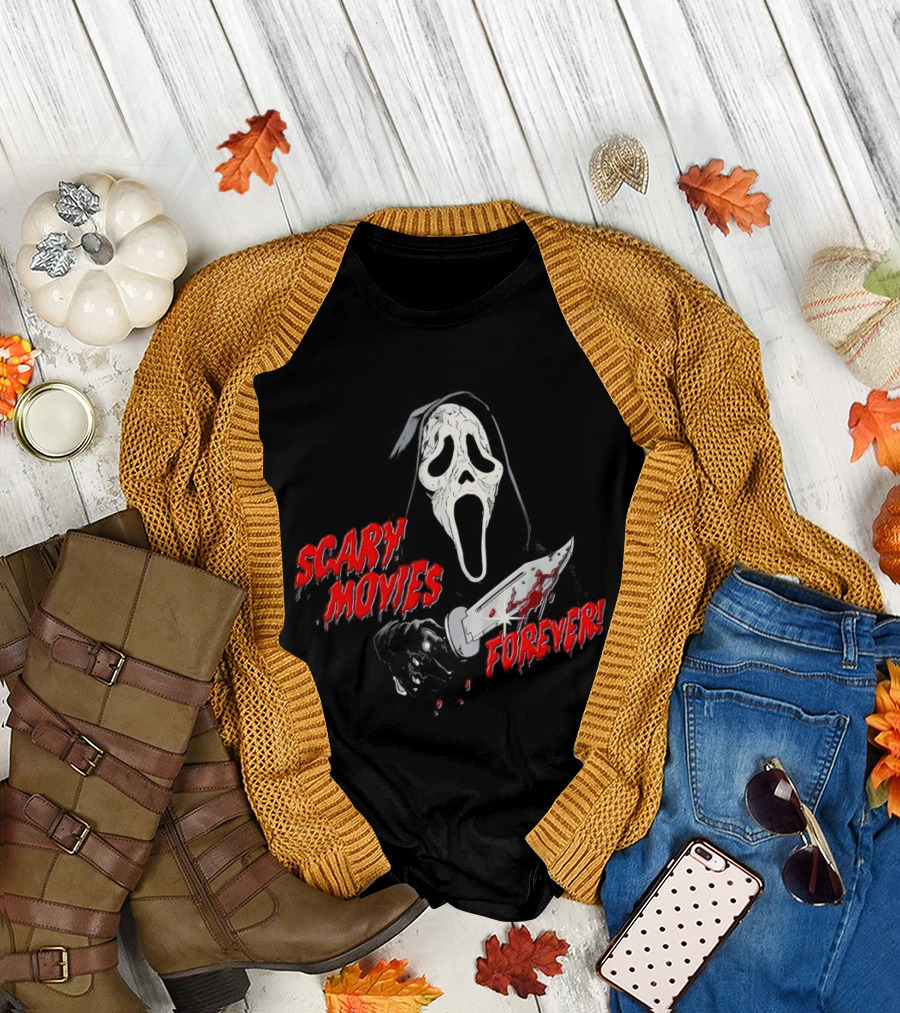 Ghostface Scary Movies Forever Knife Scream T-Shirt