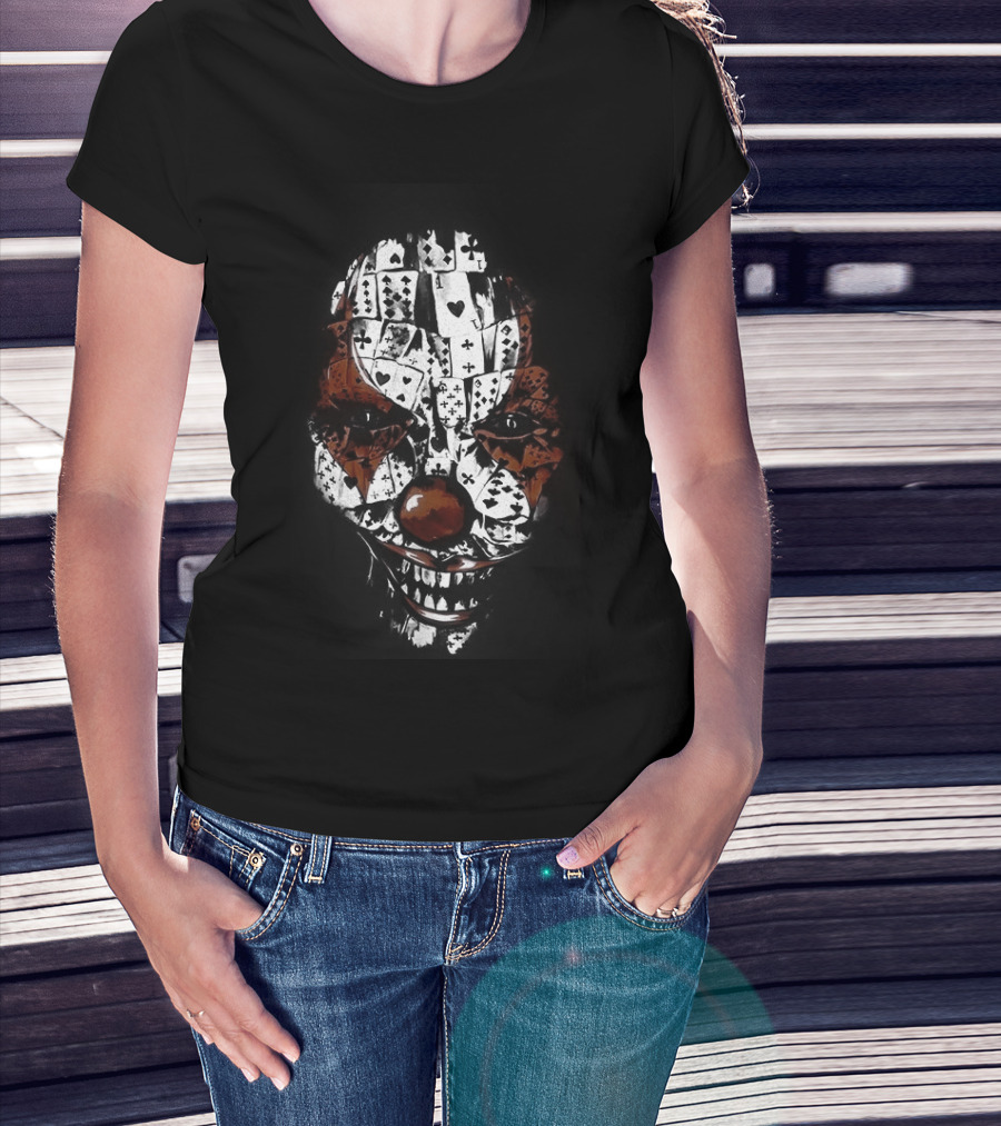 Joker Clown Mask Playing Cards Face T-Shirt