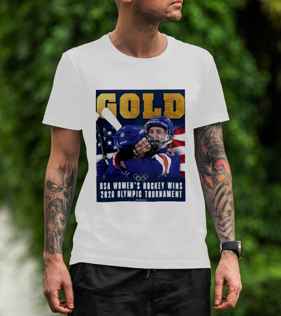Gold USA Women's Hockey Victory 2026 Olympic Champions T-Shirt