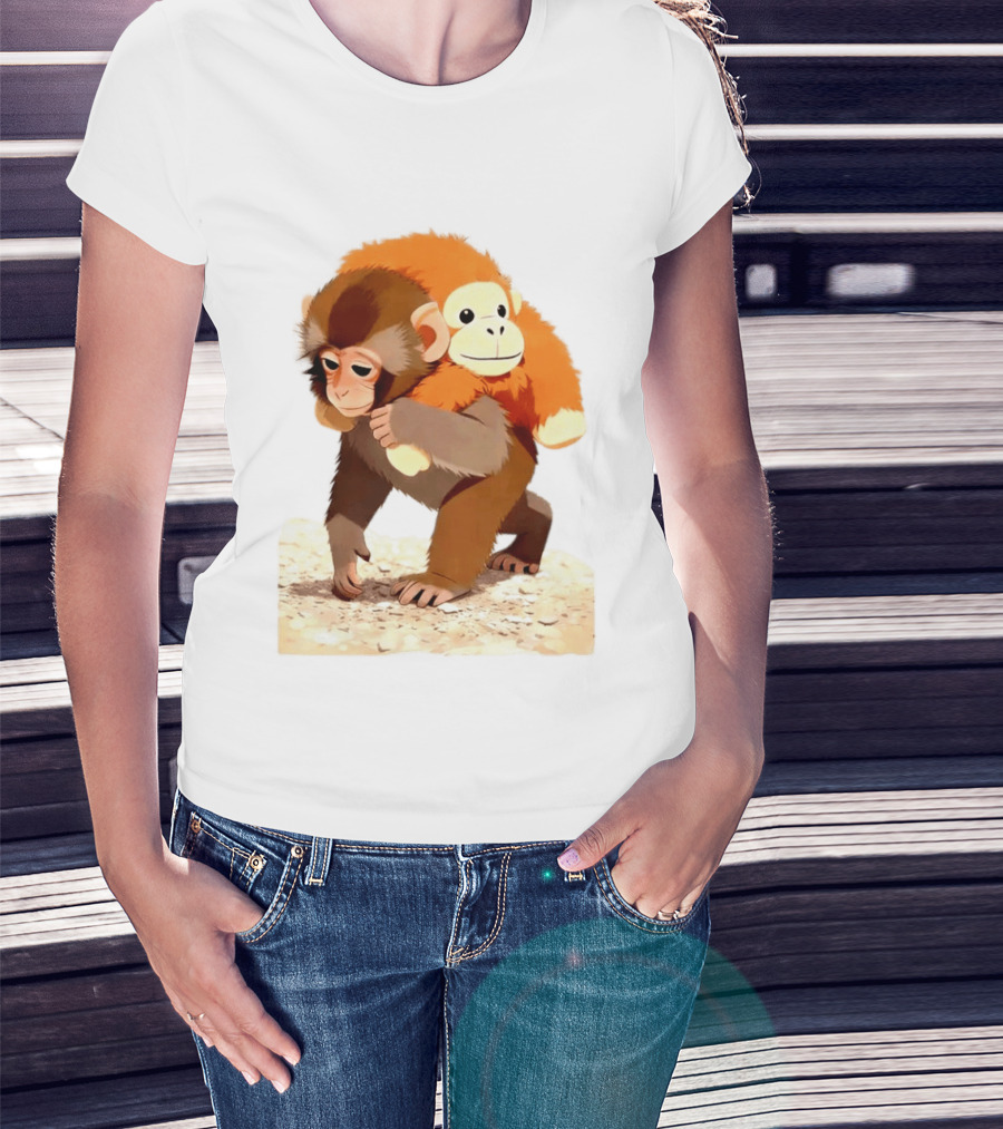 Save Punch Baby Monkey Plush Lonely Monkey Holding Toy T-Shirt