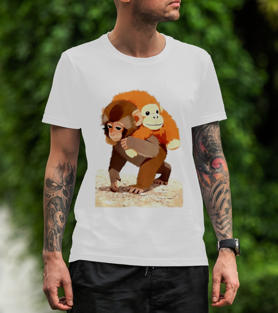 Save Punch Baby Monkey Plush Lonely Monkey Holding Toy T-Shirt