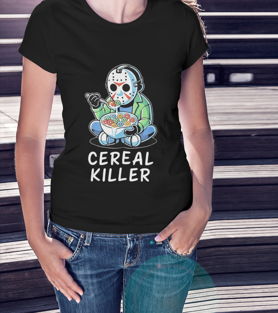 Jason Voorhees Eating Cereal Cereal Killer T-Shirt