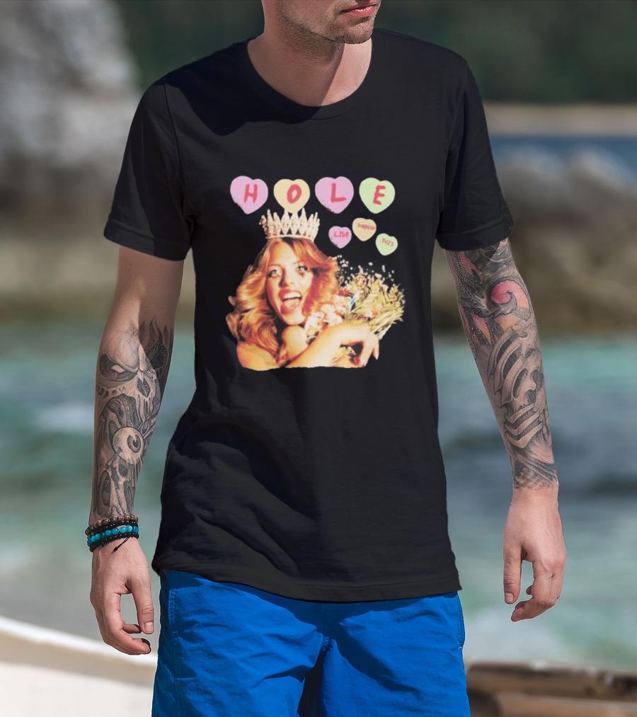 Hole Live Through This Candies Heart Vintage Style Crown And Flowers T-Shirt