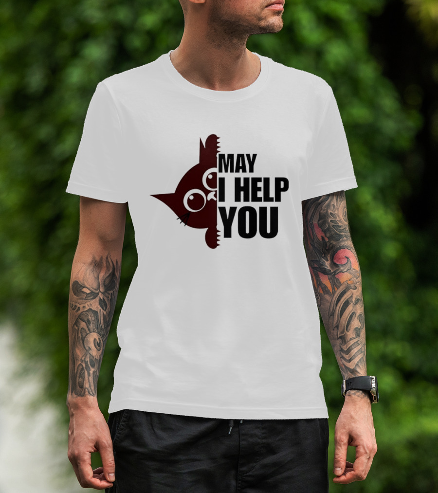 Cat May I Help You Cute Feline Expression Peeking T-Shirt