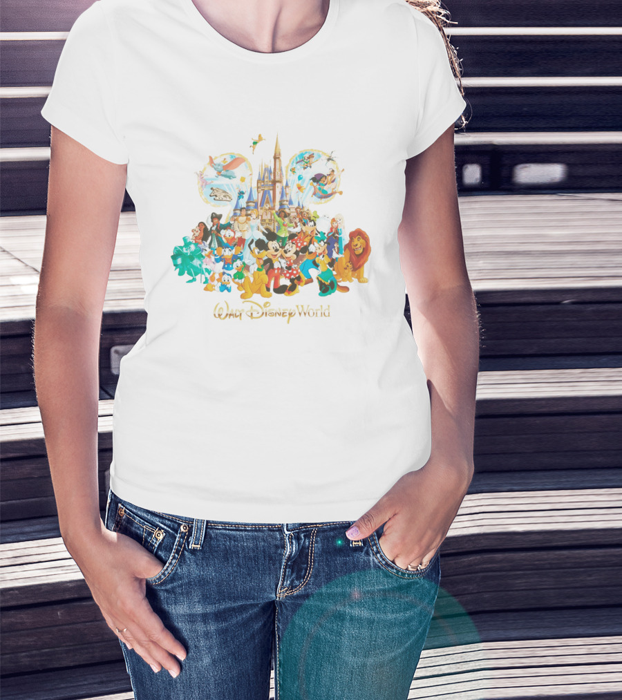 Walt Disney World Mickey Mouse Cinderella Castle Classic Characters Dumbo Tinker Bell Simba Elsa T-Shirt