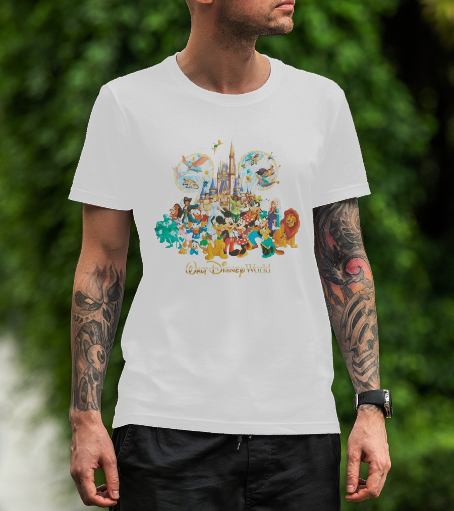 Walt Disney World Mickey Mouse Cinderella Castle Classic Characters Dumbo Tinker Bell Simba Elsa T-Shirt