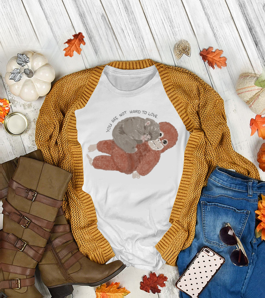 You Are Not Hard To Love Punch Monkey Hugging Cuddly Scene T-Shirt