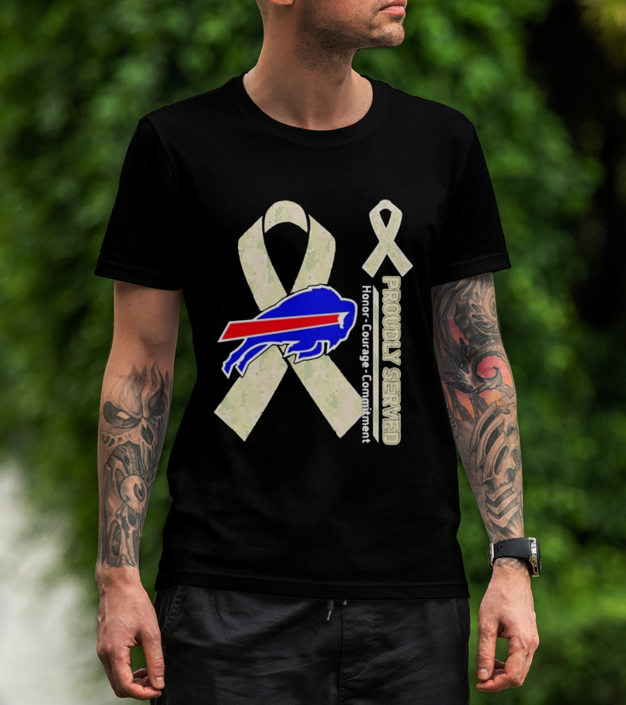 Buffalo Bills Support Honor Courage Commitment Ribbon T-Shirt