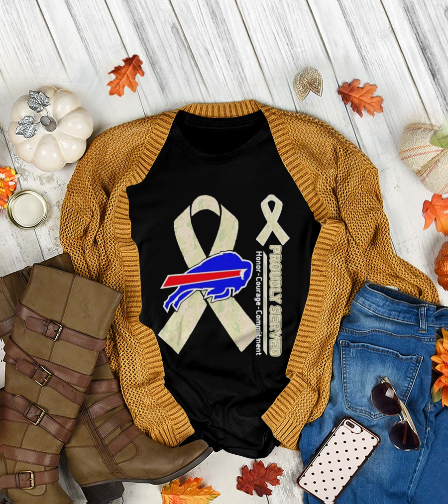Buffalo Bills Support Honor Courage Commitment Ribbon T-Shirt