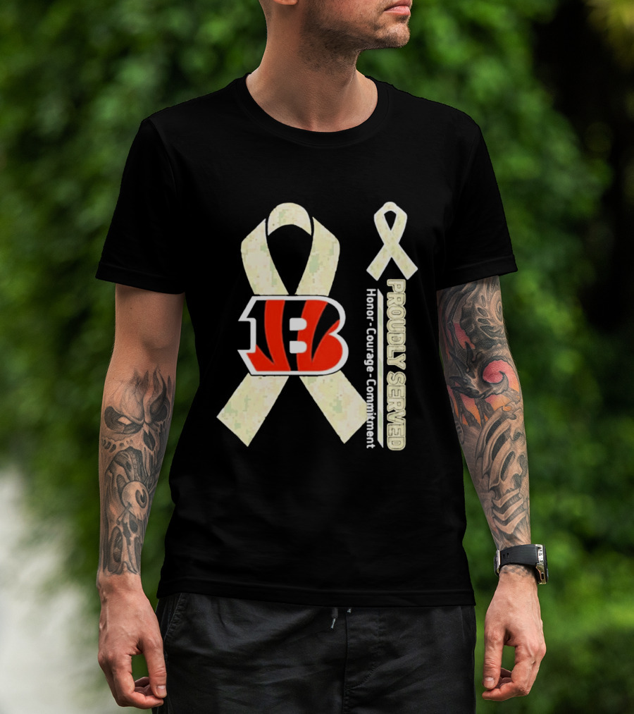 Cincinnati Bengals Honor Courage Commitment Proudly Served Ribbon T-Shirt