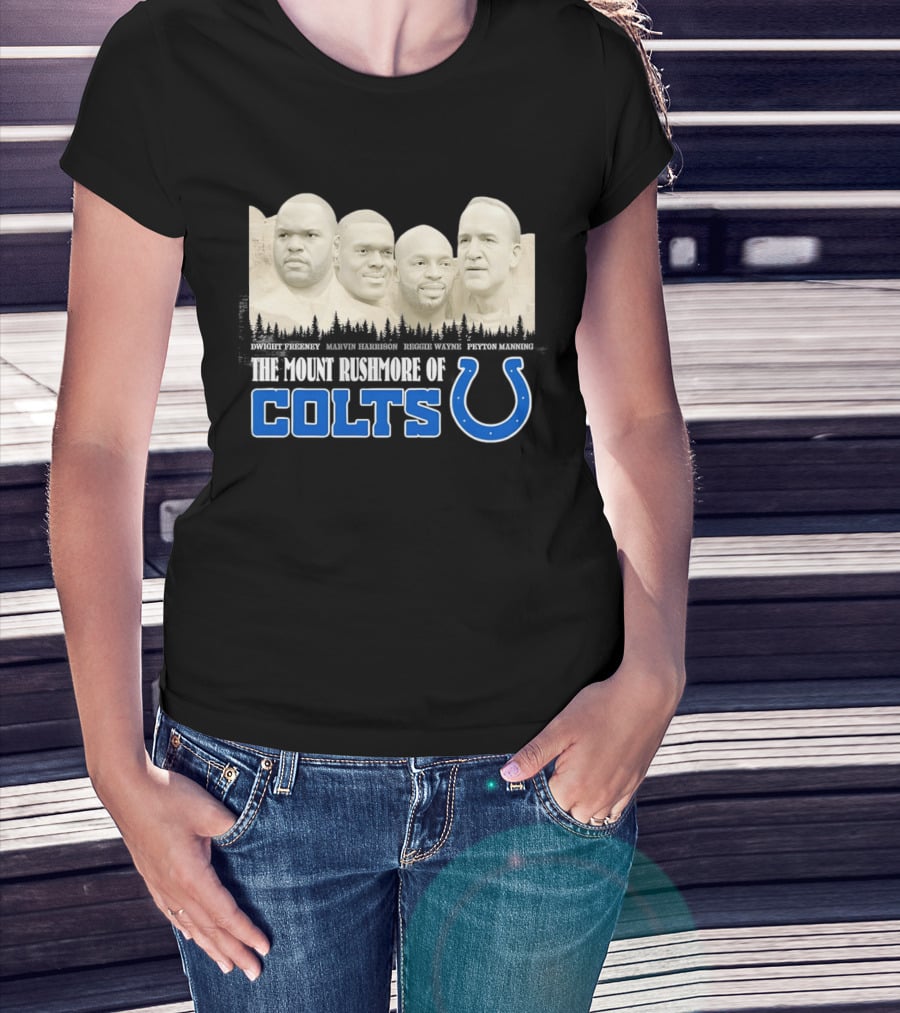 Dwight Freeney Marvin Harrison Reggie Wayne Peyton Manning The Mount Rushmore Of Colts T-Shirt