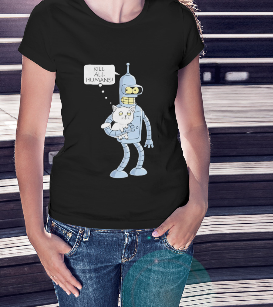 Kill All Humans Bender Cat T-Shirt