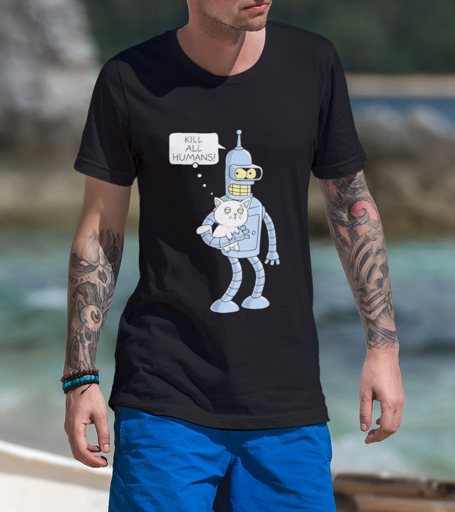 Kill All Humans Bender Cat T-Shirt