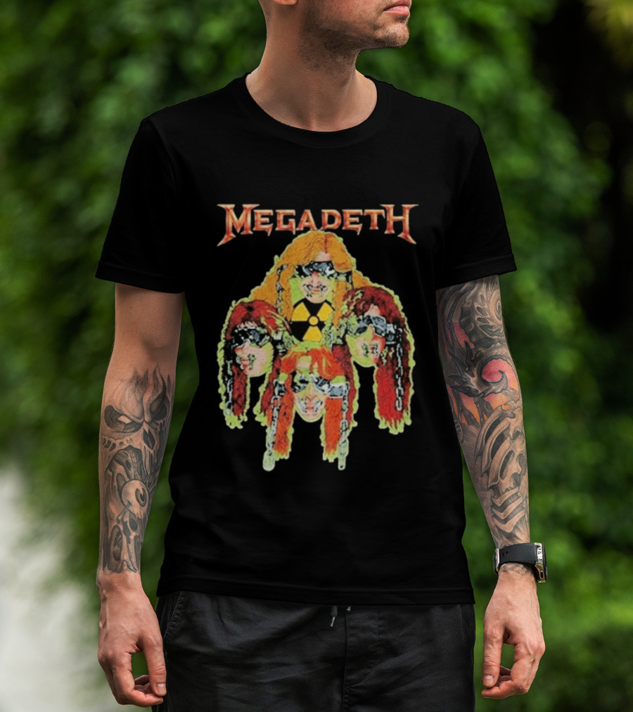 Megadeth Nuclear Glow Radiation Symbol Heads Chains T-Shirt