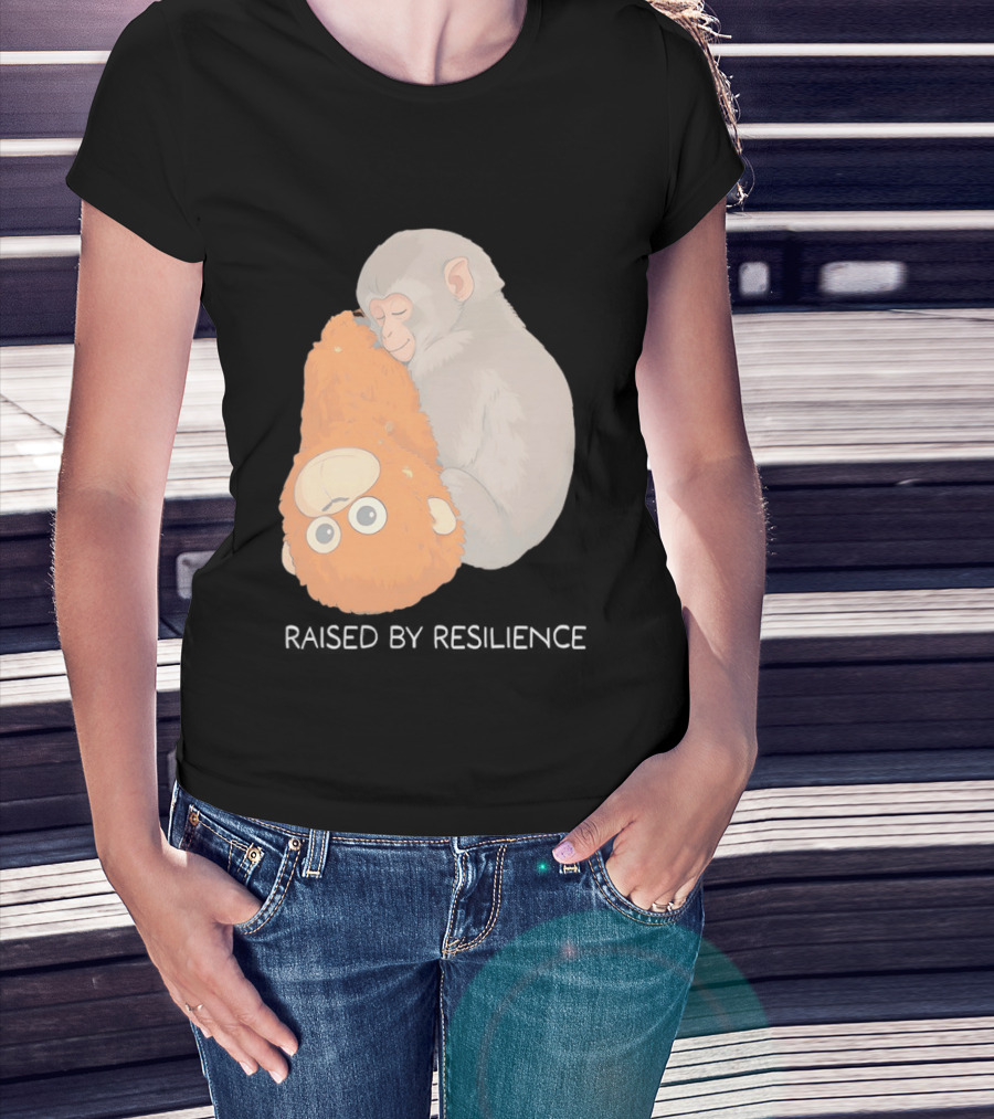 Monkey Cuddling Teddy Raised By Resilience T-Shirt