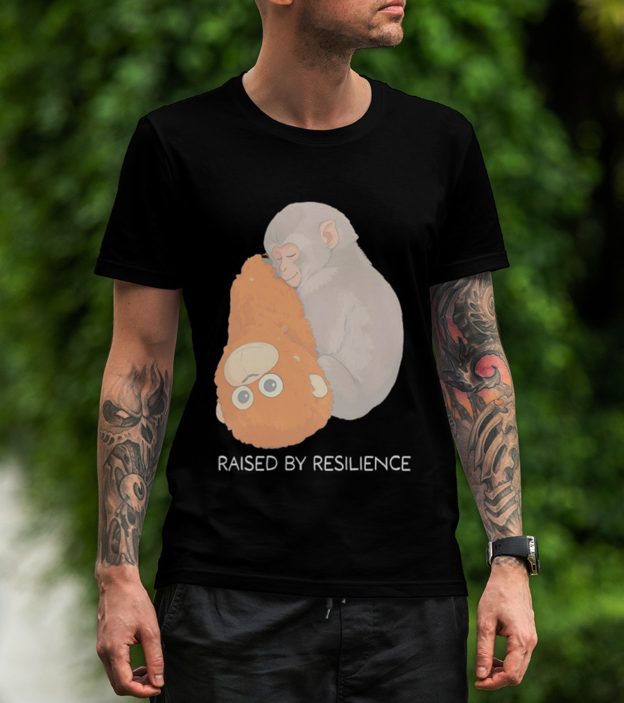 Monkey Cuddling Teddy Raised By Resilience T-Shirt