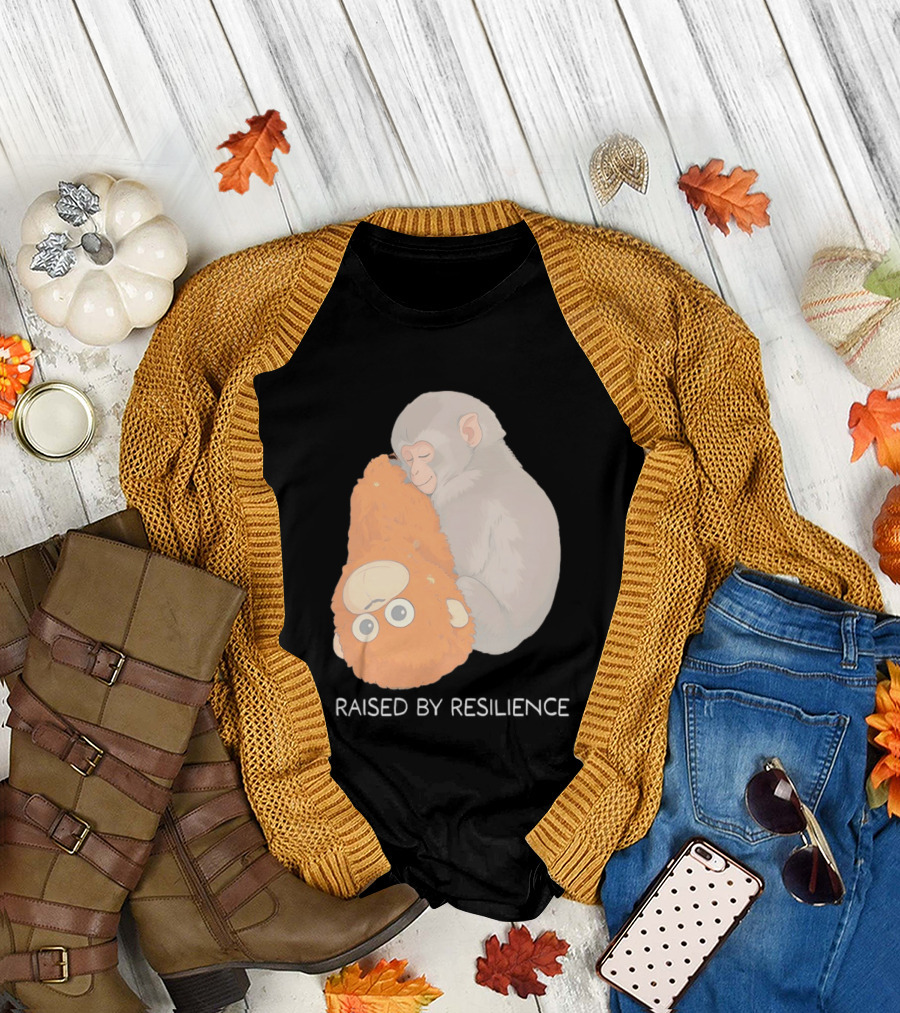 Monkey Cuddling Teddy Raised by Resilience T-Shirt