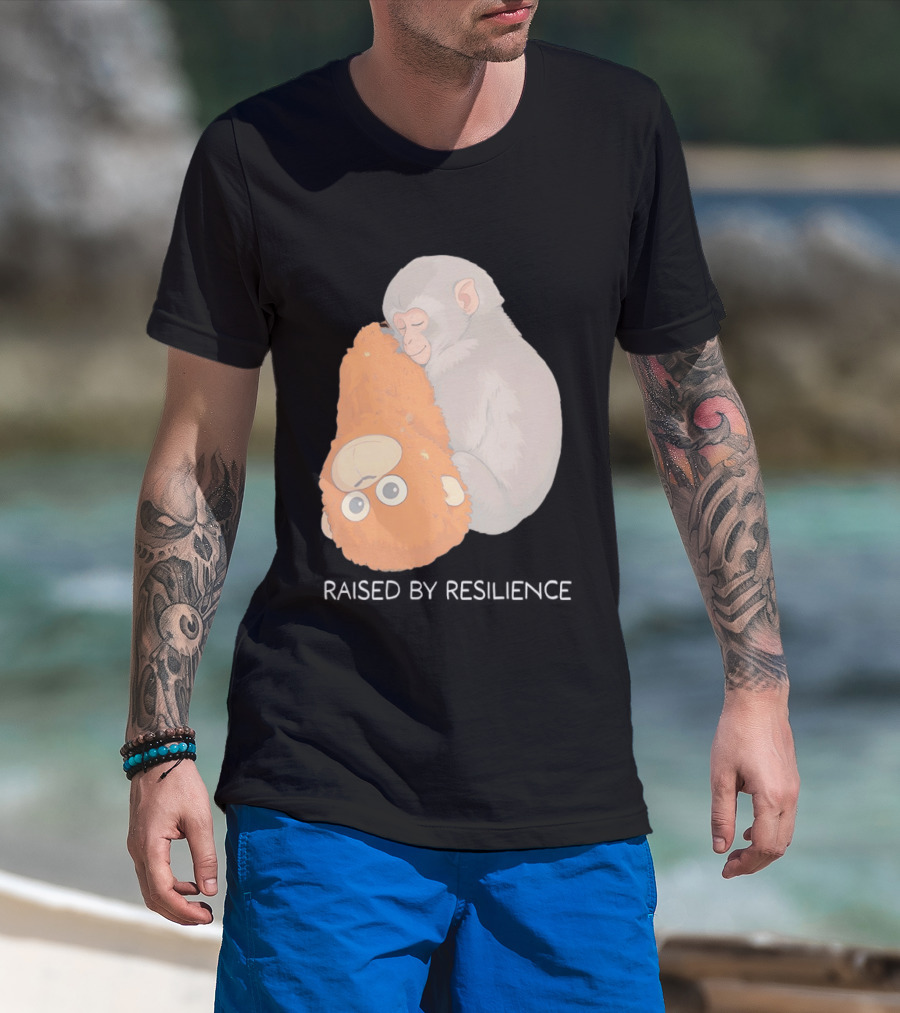 Monkey Cuddling Teddy Raised By Resilience T-Shirt