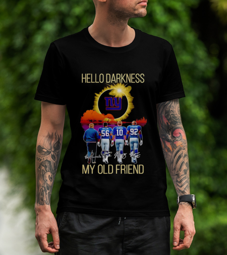 New York Giants Manning Taylor Strahan Hello Darkness NFL T-Shirt