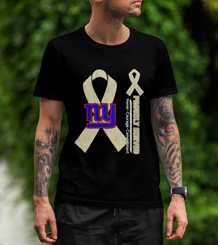 New York Giants NY Ribbon Honor Courage Commitment Proudly Served T-Shirt