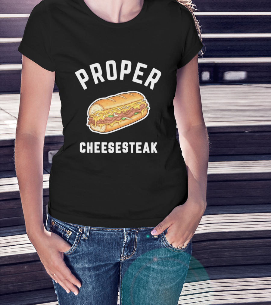 Proper Cheesesteak Sandwich Illustration With Cheese And Onions T-Shirt