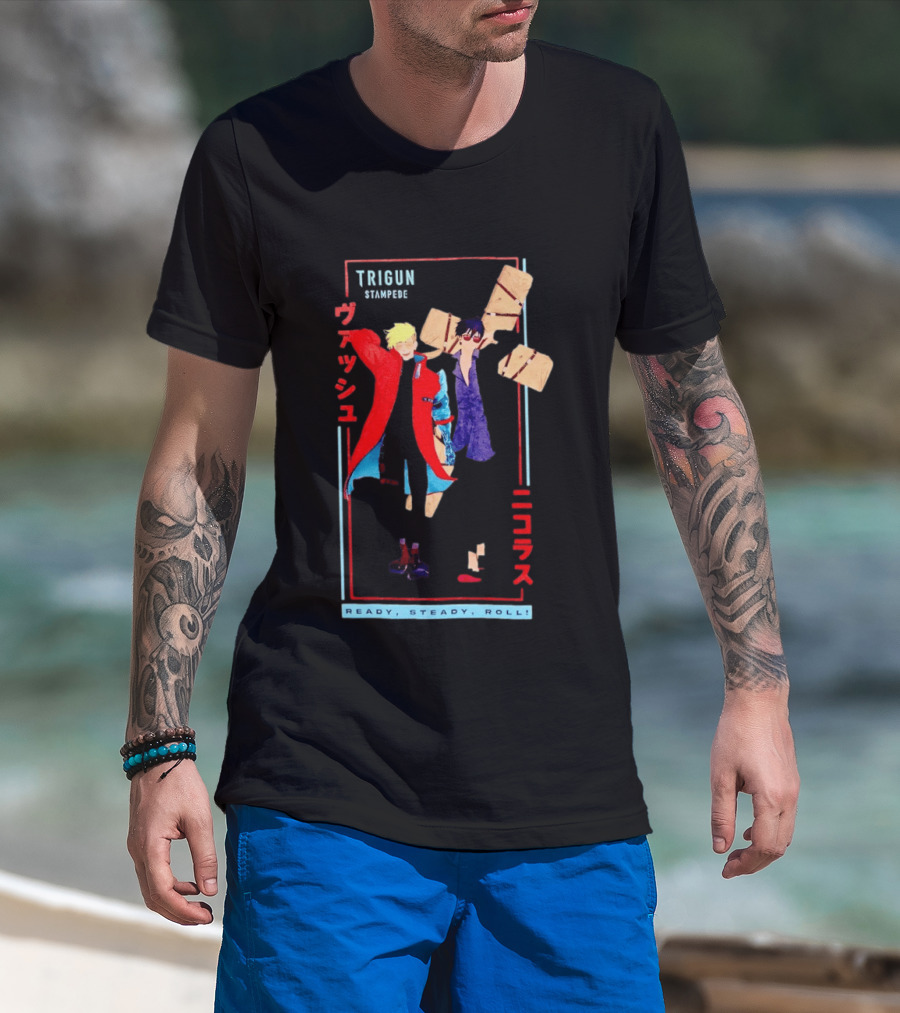 Trigun Stampede Vash And Nicholas Ready Steady Roll T-Shirt