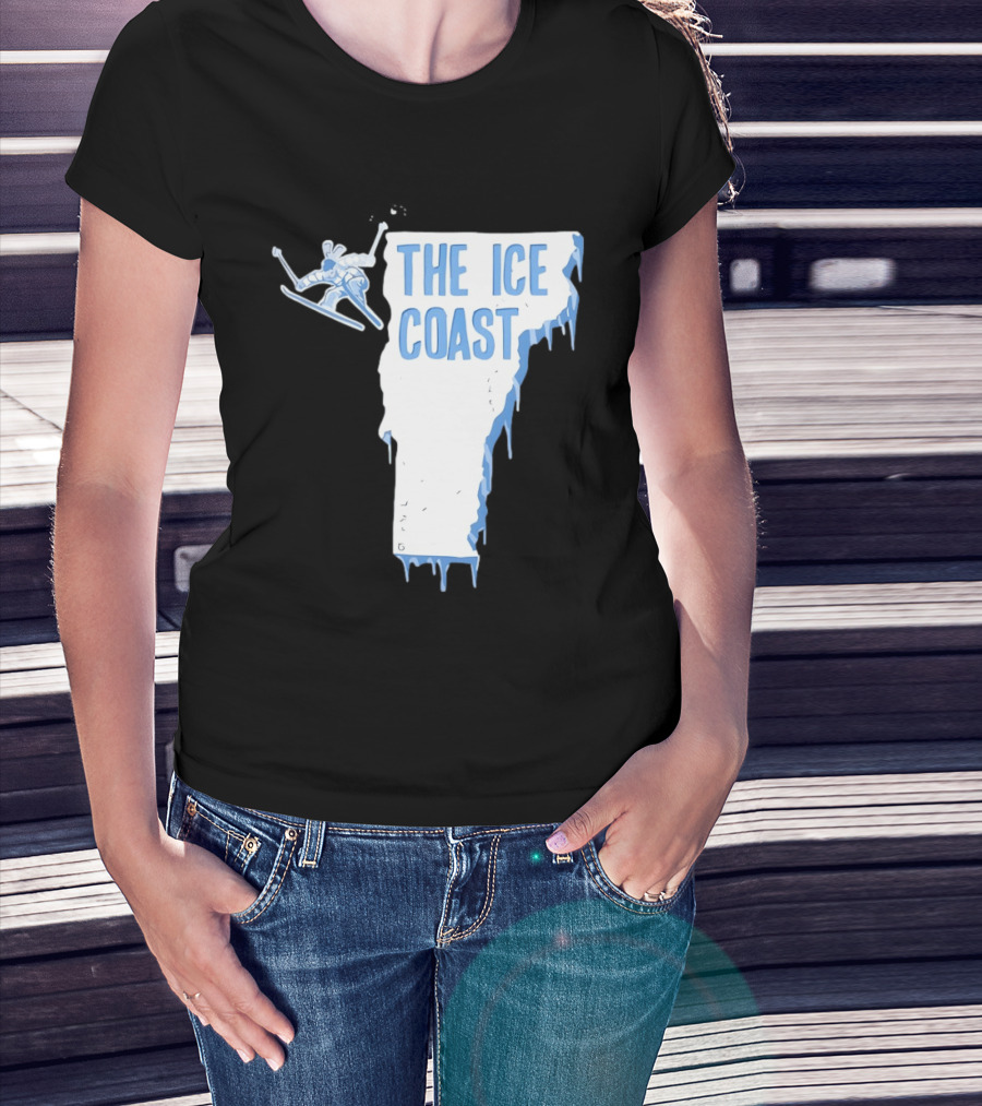 Vermont The Ice Coast Skiing Adventure Map T-Shirt