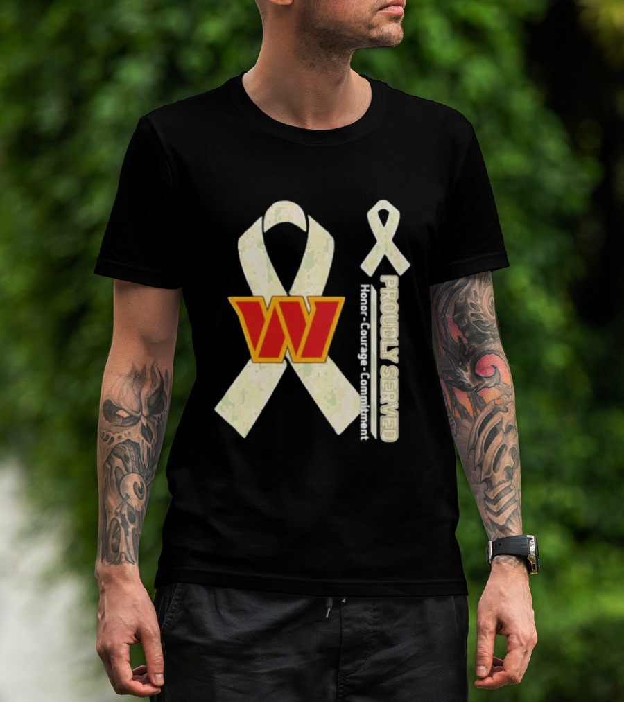 Washington Commanders Breast Cancer Awareness Proudly Served Honor Courage Commitment T-Shirt
