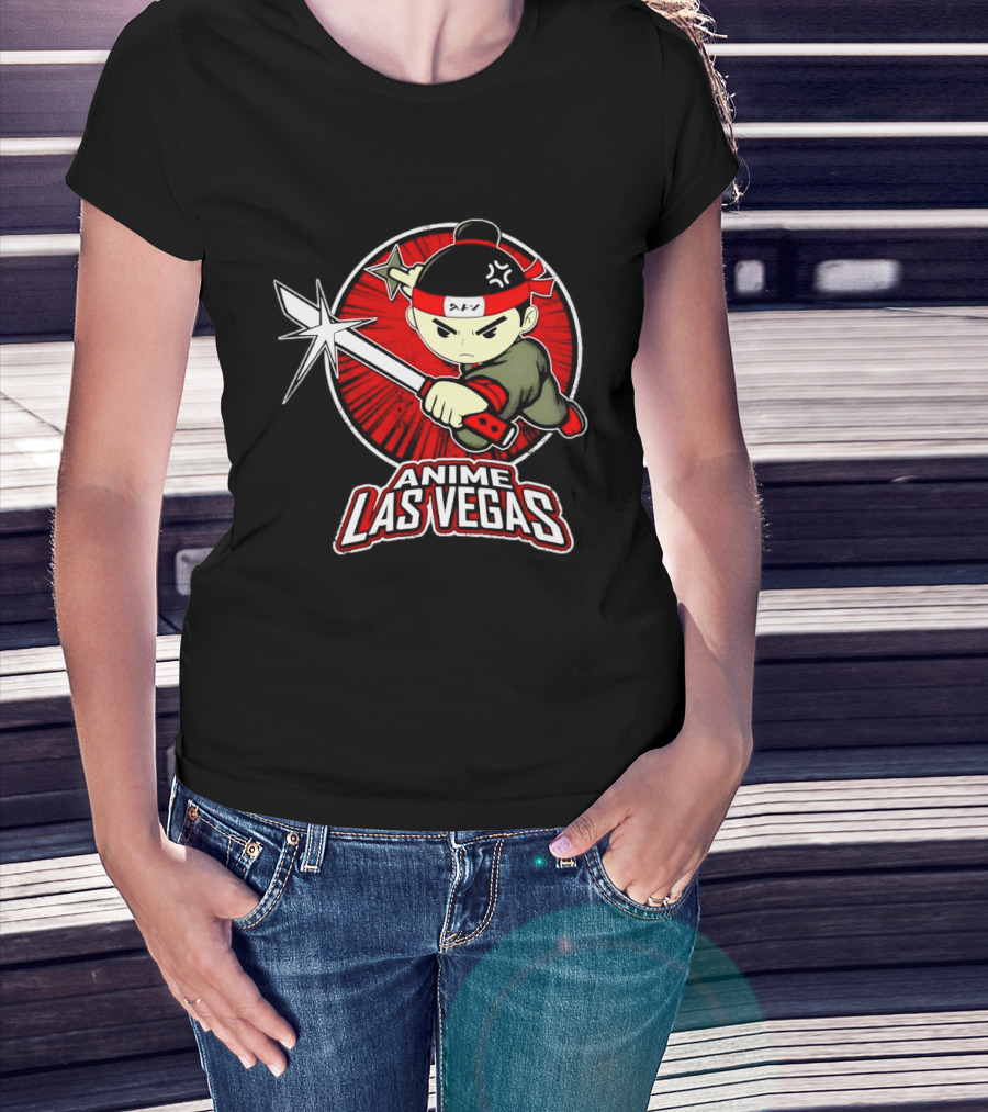 Anime Las Vegas Ninja Warrior With Sword And Headband T-Shirt