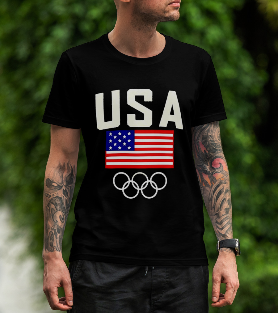 USA Flag Olympic Rings Team USA 2026 Gold T-Shirt