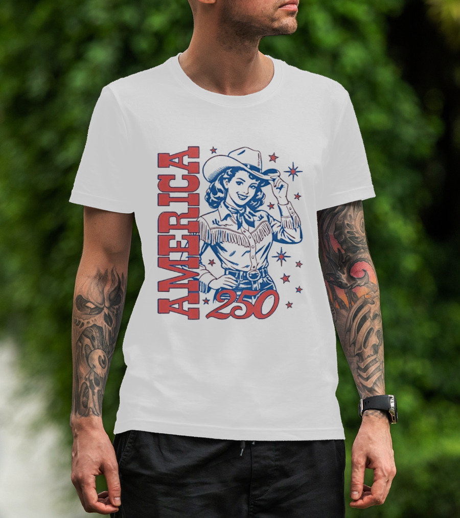 America 250 Western Girl Vintage Cowgirl T-Shirt