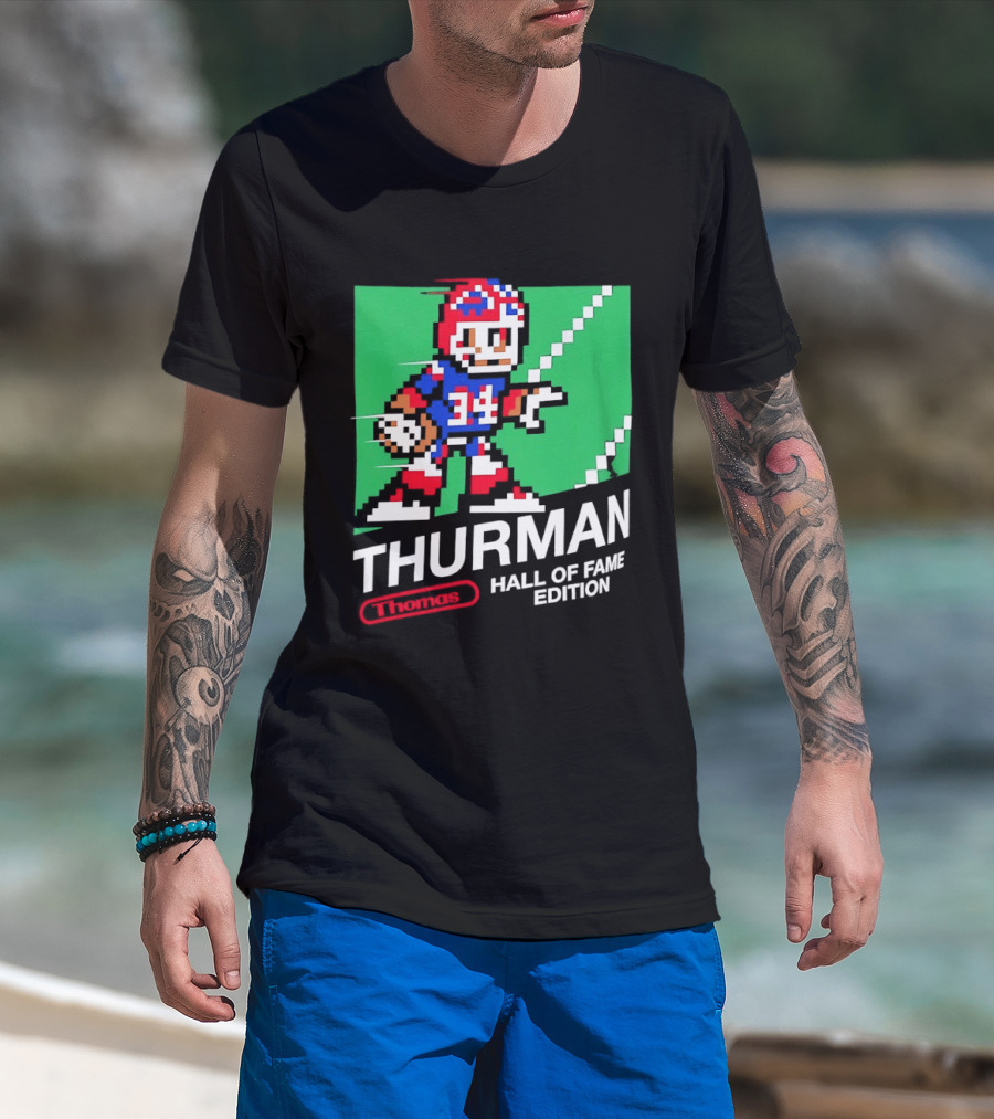 Thurman 34 Hall Of Fame Edition Buffalo Bills Pixel Art Retro Football T-Shirt