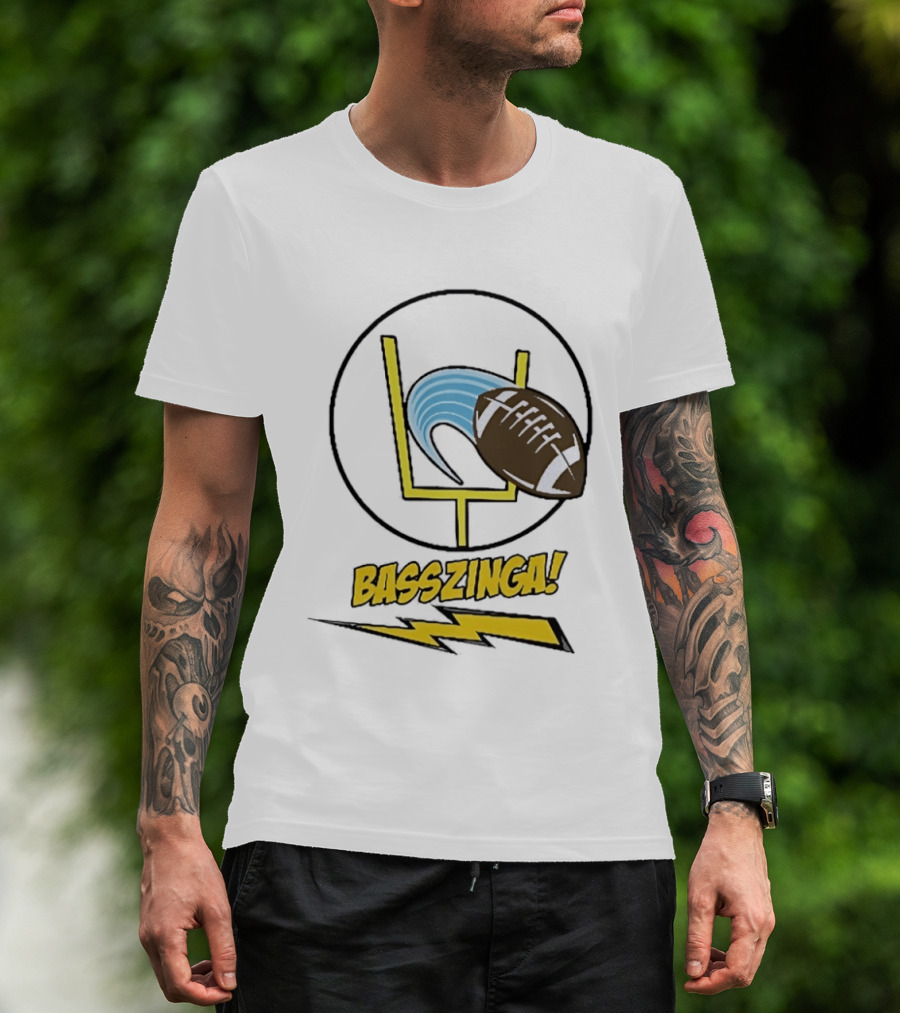 Basszinga Football Wave Goalpost Lightning T-Shirt