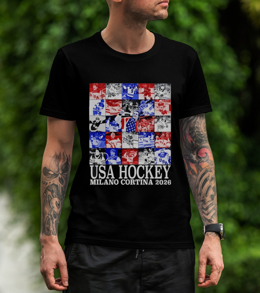 USA Hockey Team Collage Milano Cortina 2026 T-Shirt