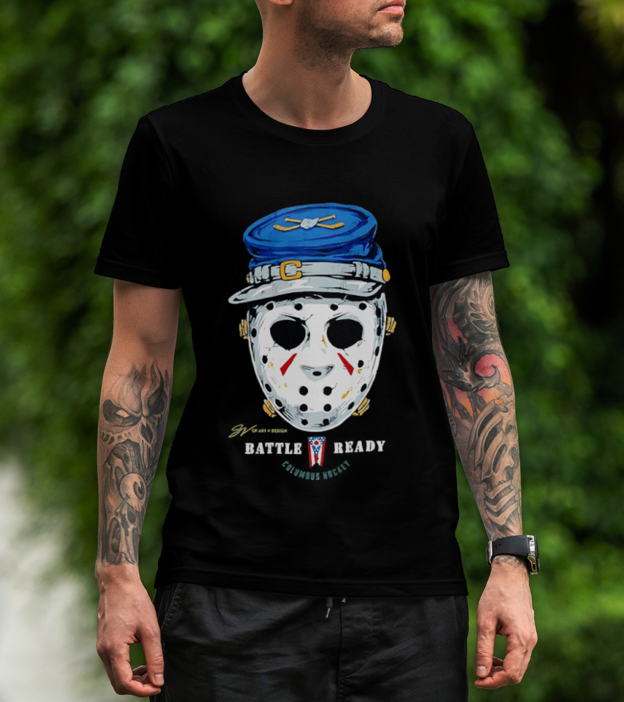 Jason Voorhees Blue Jackets Columbus Hockey Crossover Battle Ready Mask T-Shirt