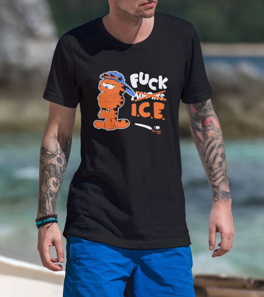 F*** ICE Orange Cat With Blue Hat T-Shirt