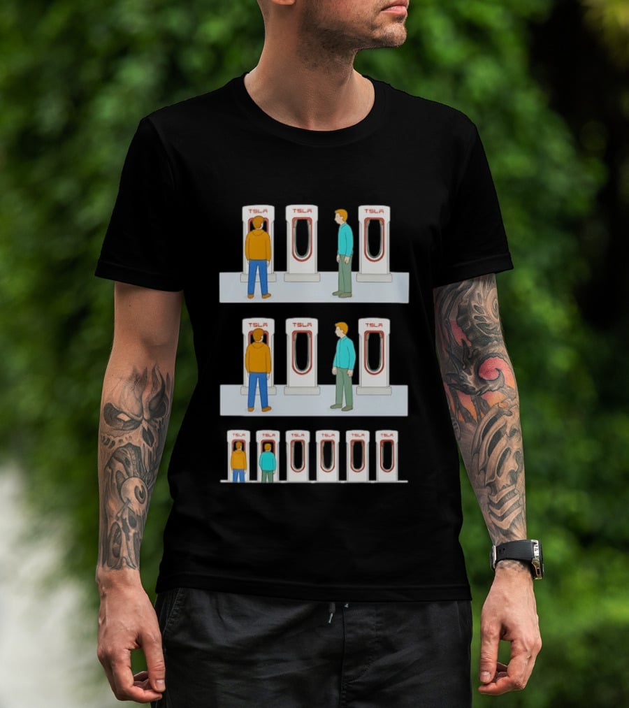 Supercharger Etiquette TSLA Charging Station Queue T-Shirt