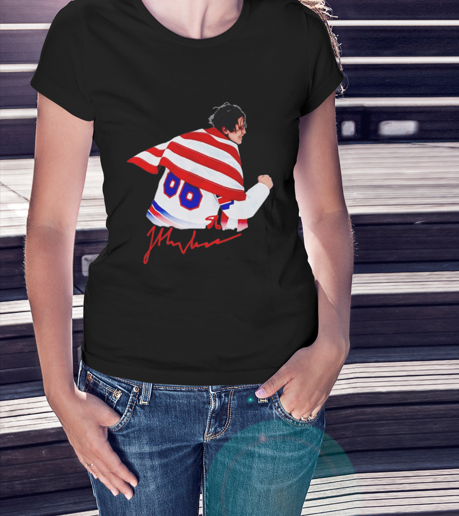 Love Hughes Jack USA 86 Autograph American Flag T-Shirt