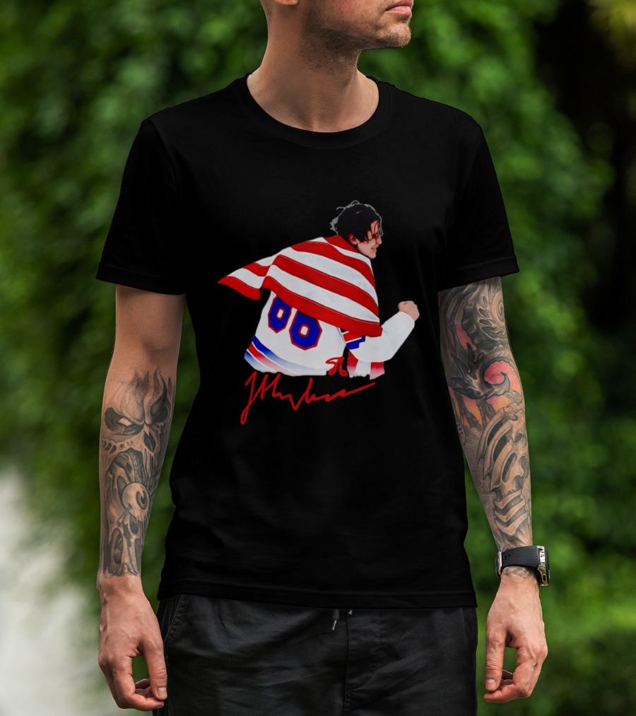 Love Hughes Jack USA 86 Autograph American Flag T-Shirt