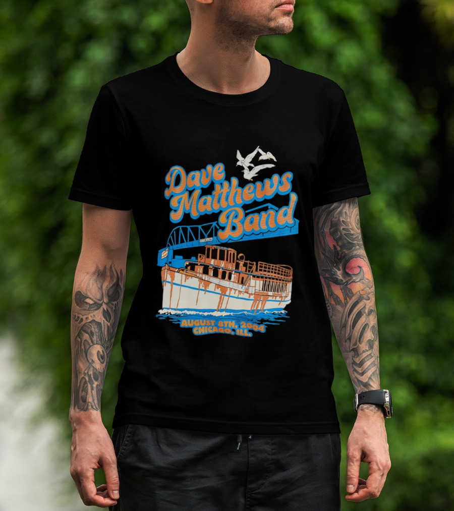 Dave Matthews Band August 8th 2004 Chicago Ill Blue Orange Boat Concert T-Shirt