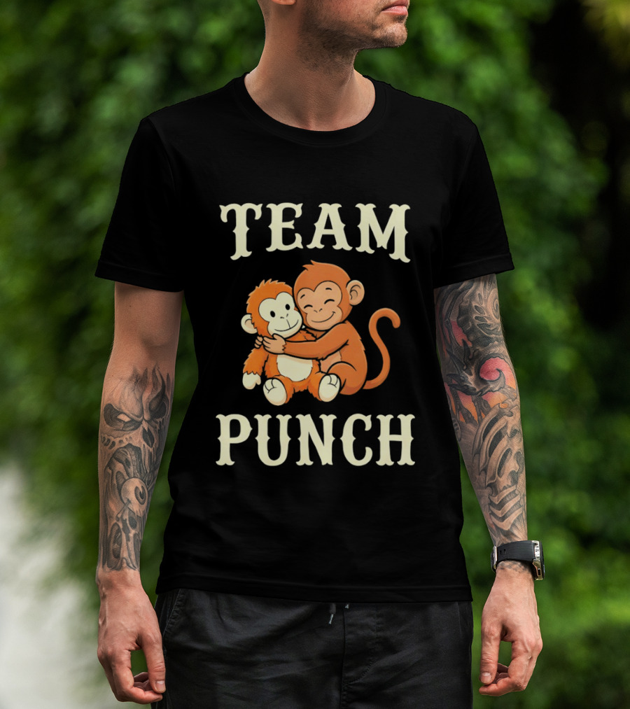 Team Punch Monkey Hugging Companions T-Shirt