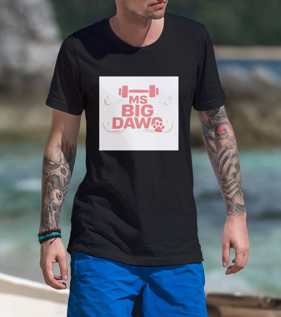 MS Big Dawg Weightlifting Paw Print Fitness T-Shirt