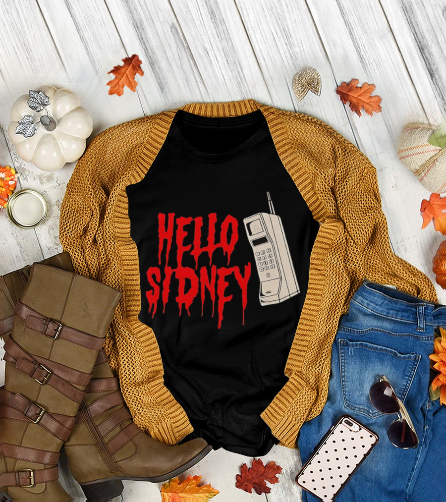 Hello Sidney Scream Movie Vintage Phone Dripping Blood T-Shirt
