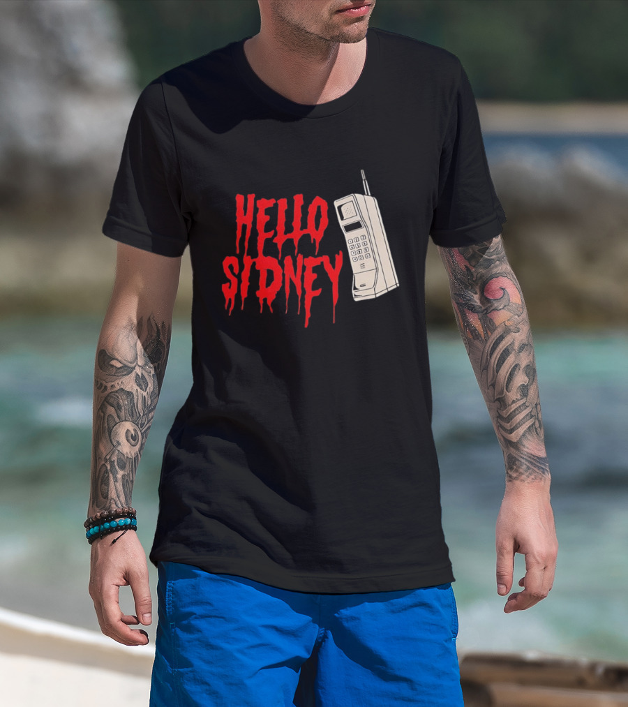 Hello Sidney Scream Movie Vintage Phone Dripping Blood T-Shirt