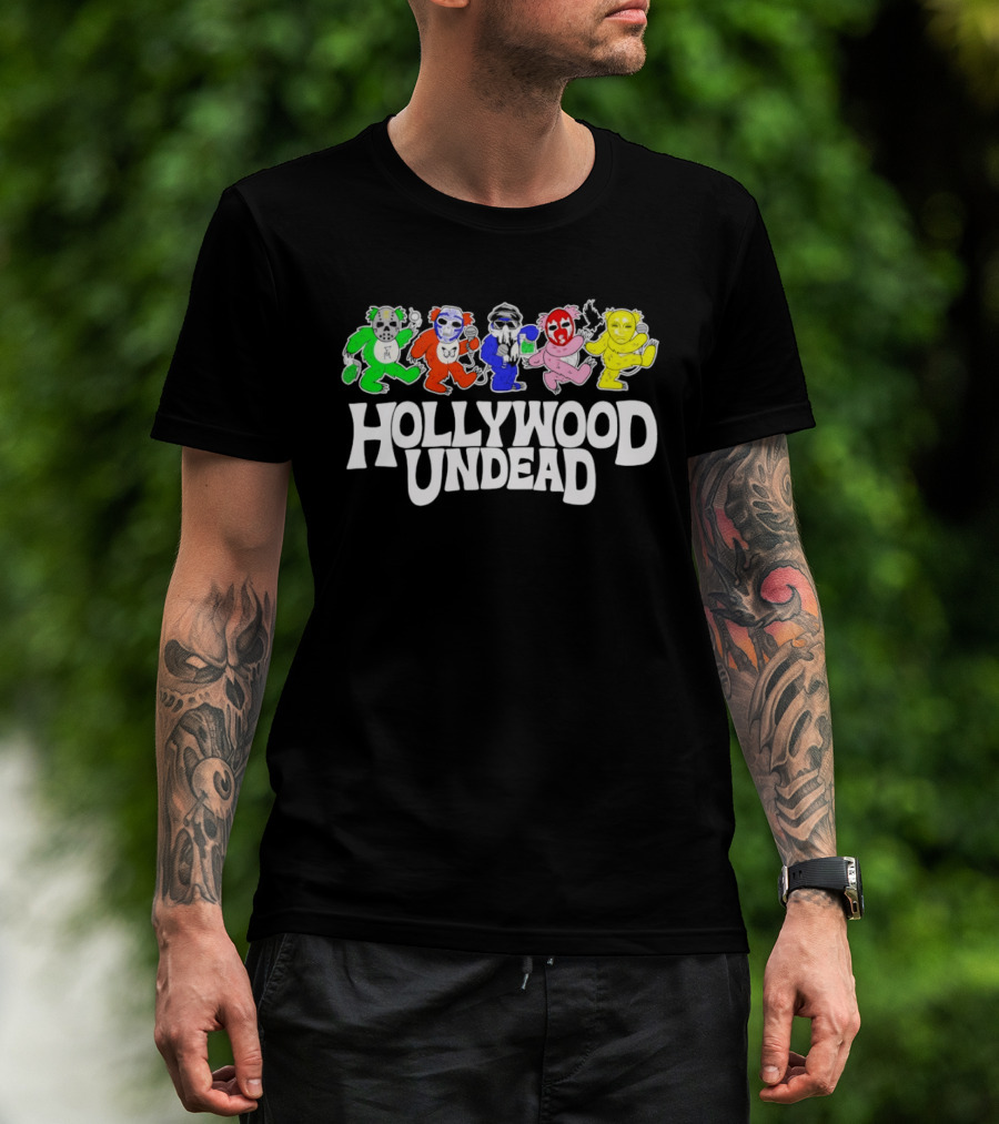 Hollywood Undead Colorful Dancing Characters Un Dead Head T-Shirt