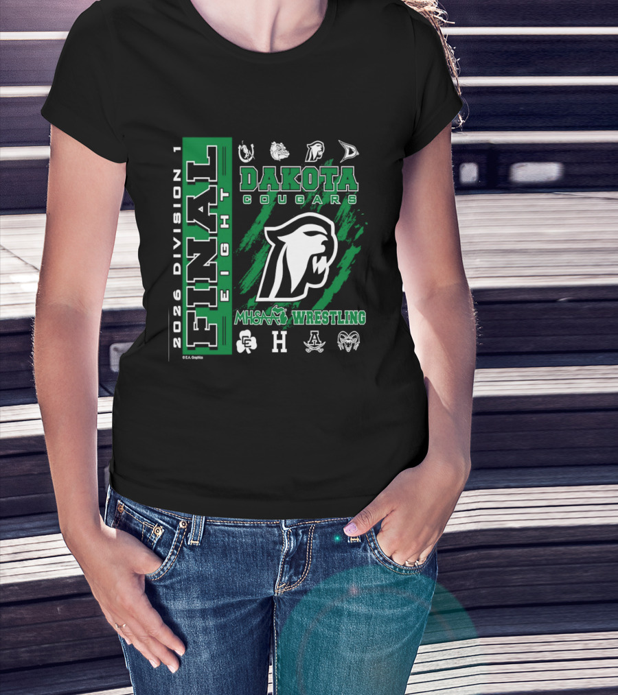 2026 Division 1 Final Eight MHSAA Wrestling Dakota Cougars T-Shirt