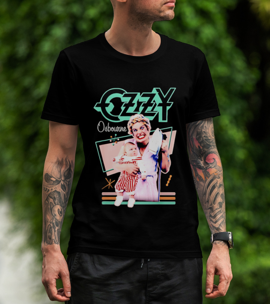 Ozzy Osbourne Retro Woman Holding Baby With Iron T-Shirt